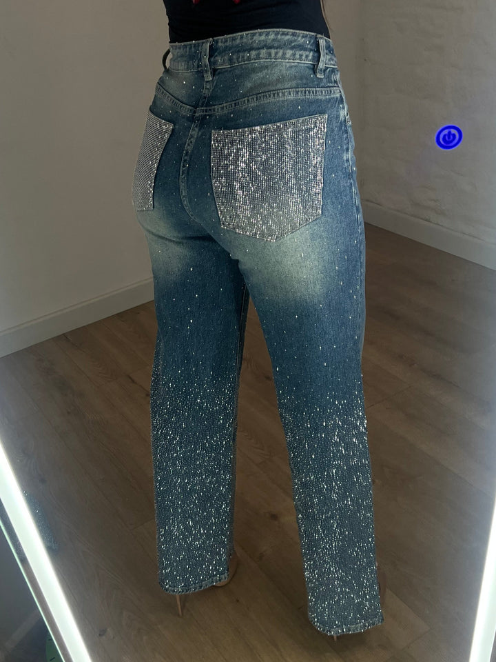Double Diamanté Pocket Ombré Jeans