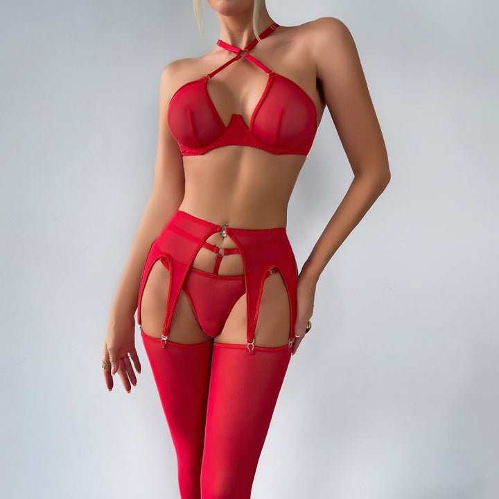Sheer Mesh Halter Garter