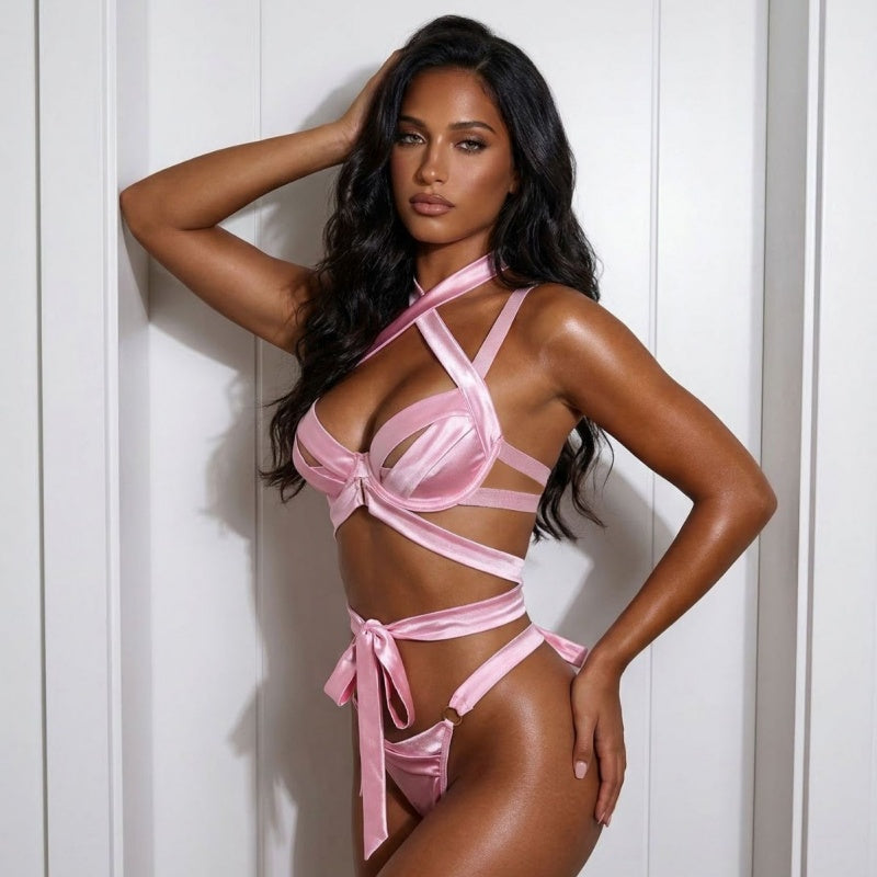 Seductive Satin Strappy Lingerie