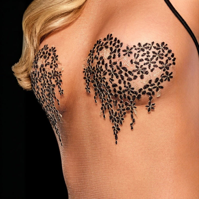 Heart Embroidery Halter Bodysuit