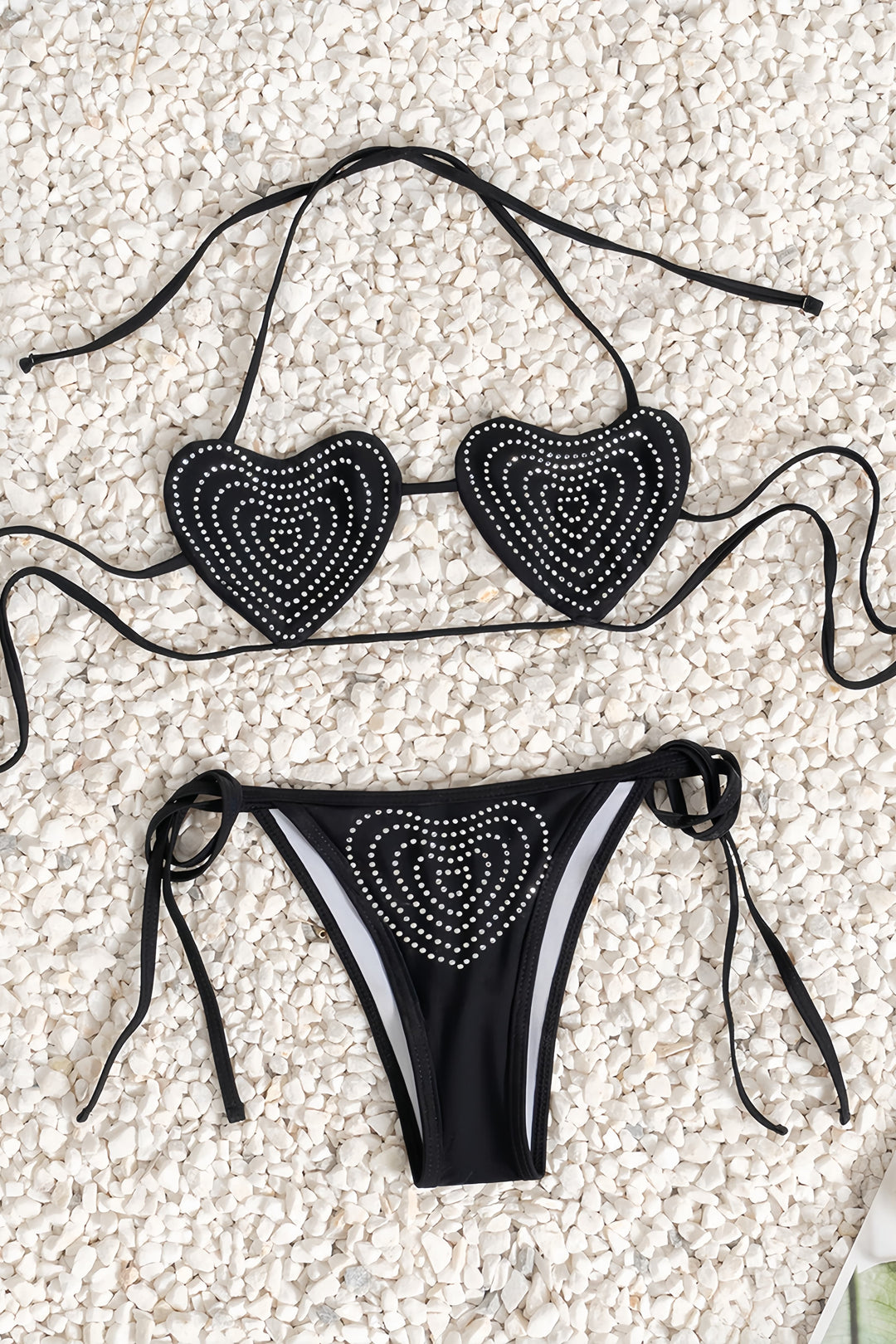 Luxury Rhinestone Embellished Halter Bikini Set
