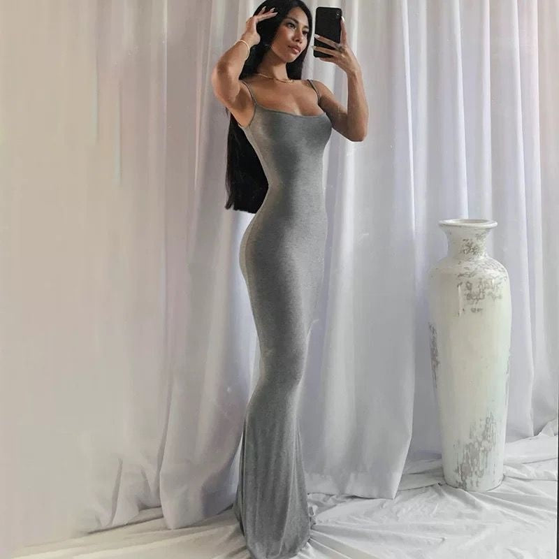 Sculpted Elegance Bodycon Maxi Dress