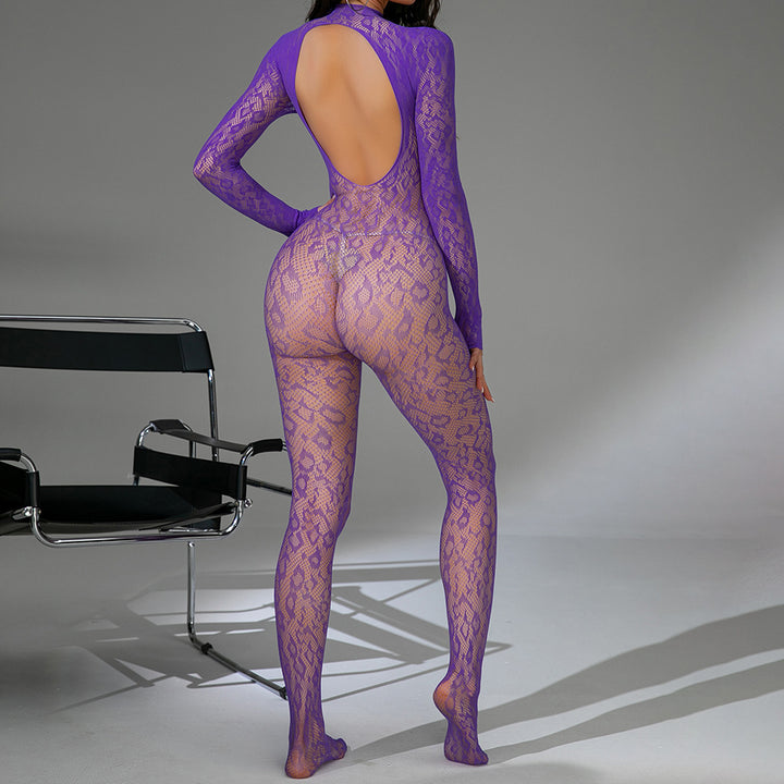 Alluring Lace Snake Print Bodysuit