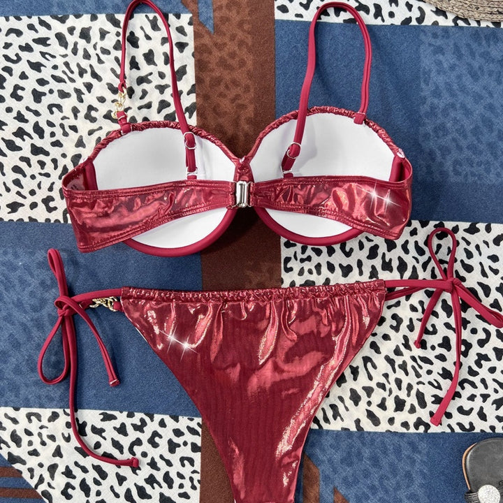 Ruched Shiny Underwire Bikini