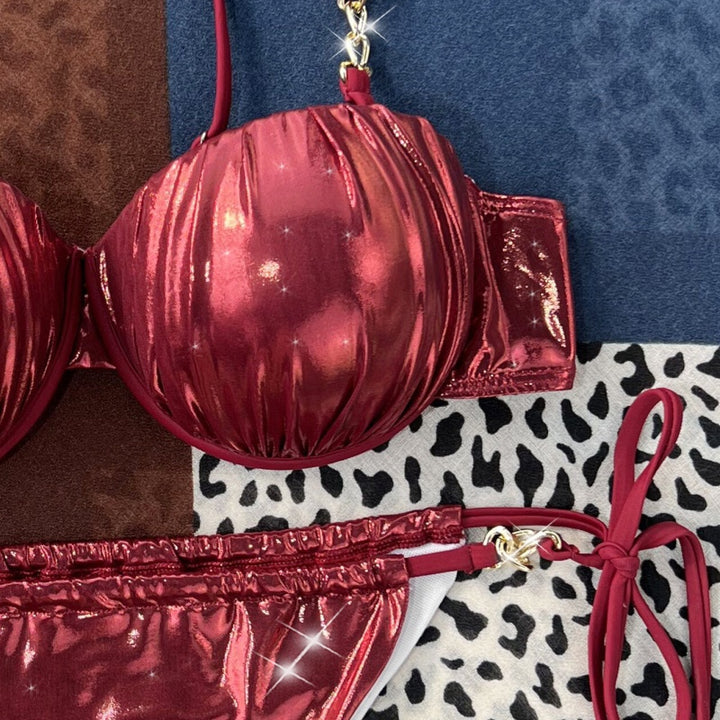 Ruched Shiny Underwire Bikini