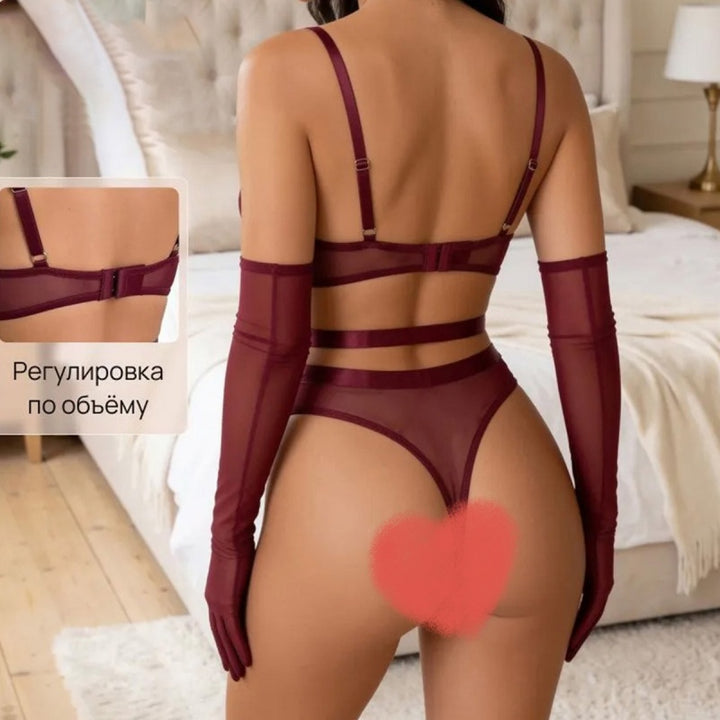 Lace Cutout Belted Bodysuit