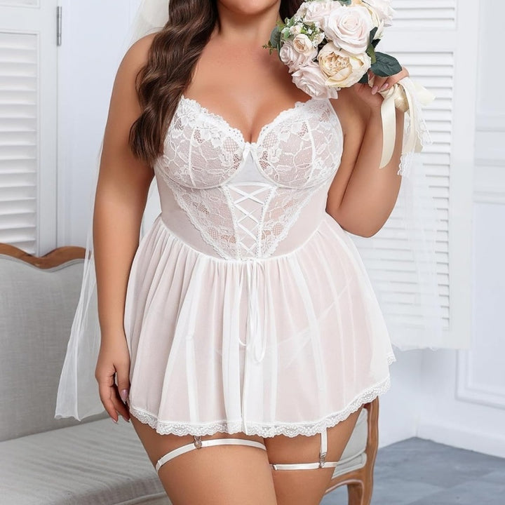 Lace-Up Sheer Babydoll