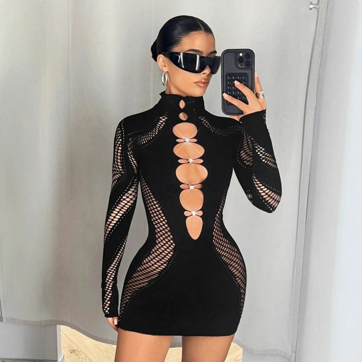 Rhinestone Cutout Dress
