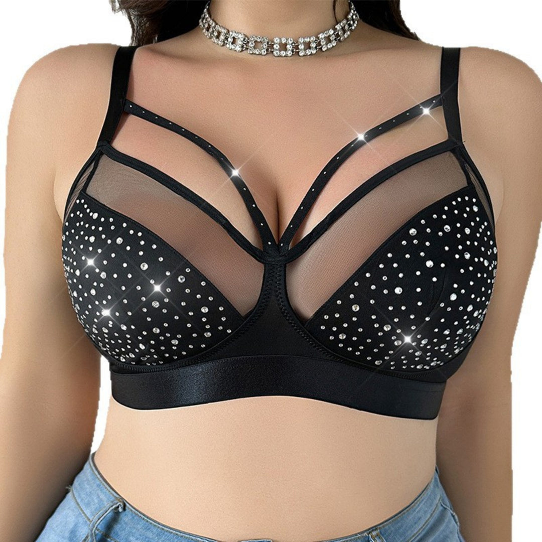 Luxurious Rhinestone Mesh Push-Up Bra