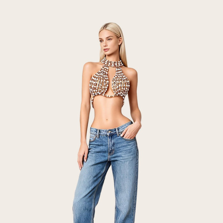 Beaded Halter Bra