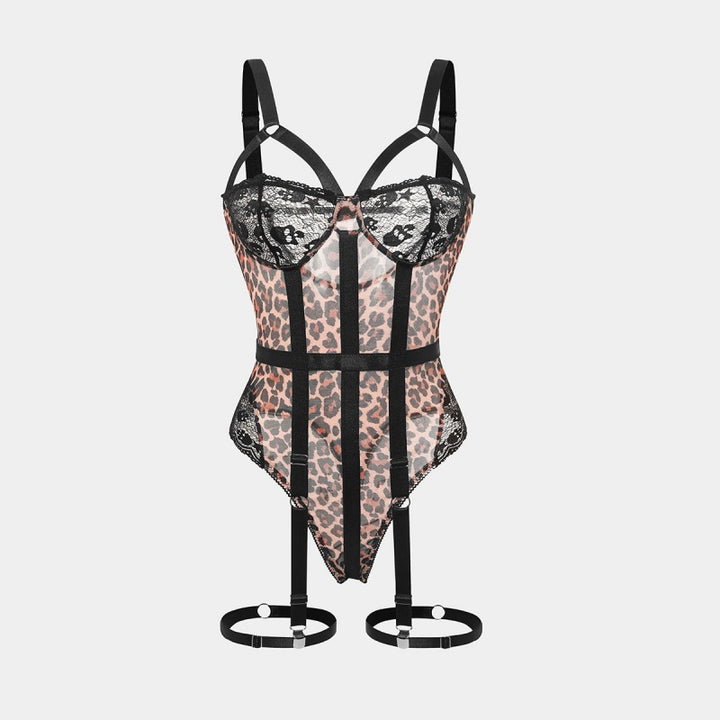 Leopard Lace Garter Bodysuit