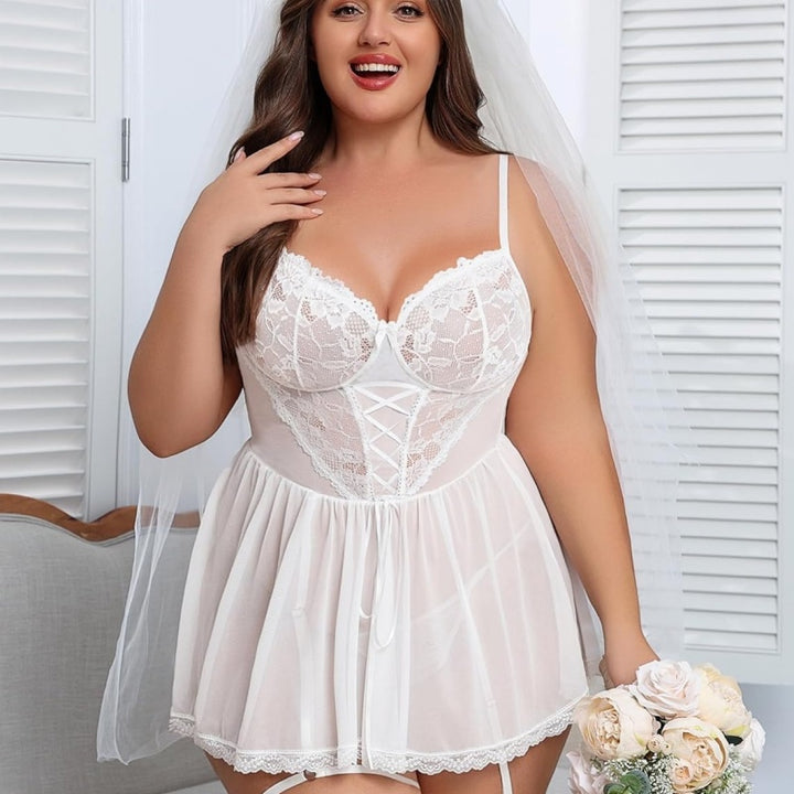 Lace-Up Sheer Babydoll