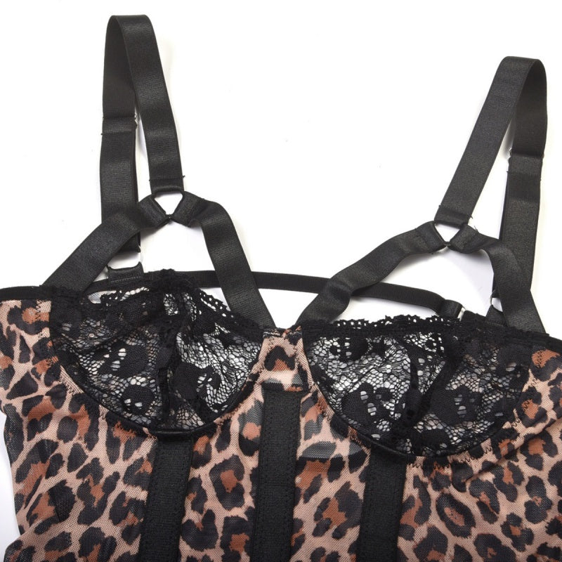 Leopard Lace Garter Bodysuit