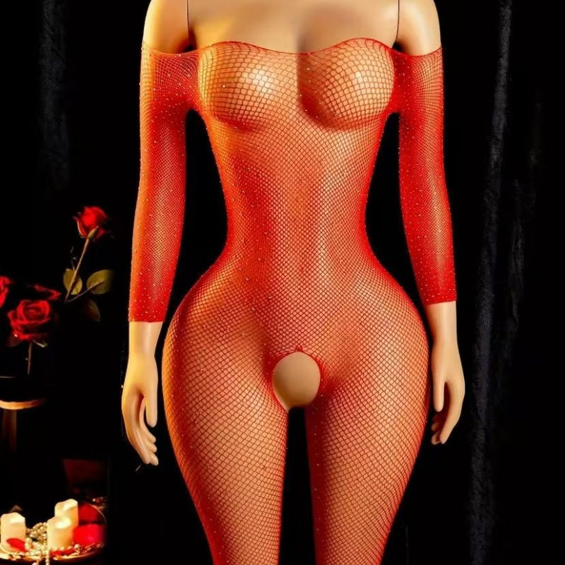 Rhinestone Fishnet Bodysuit