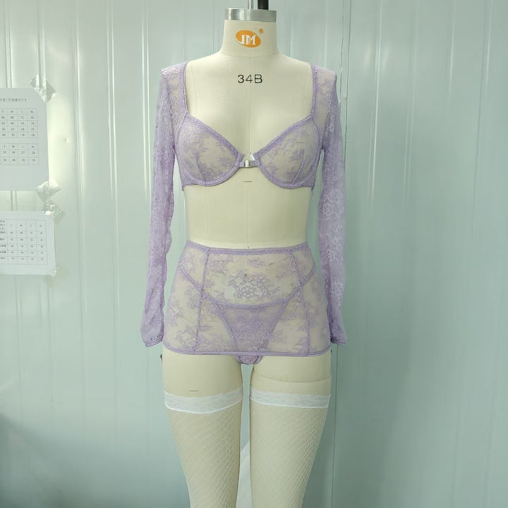 Seductive Lace Long Sleeve Lingerie