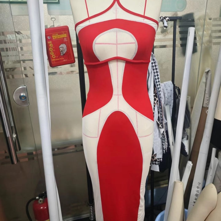 Cutout Color-Block Maxi Dress