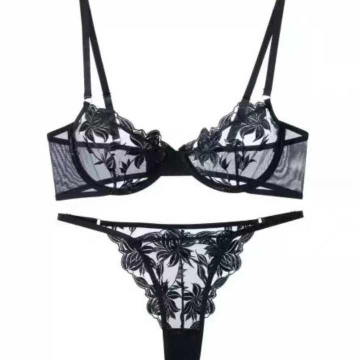 Floral Embroidered Sheer Lingerie