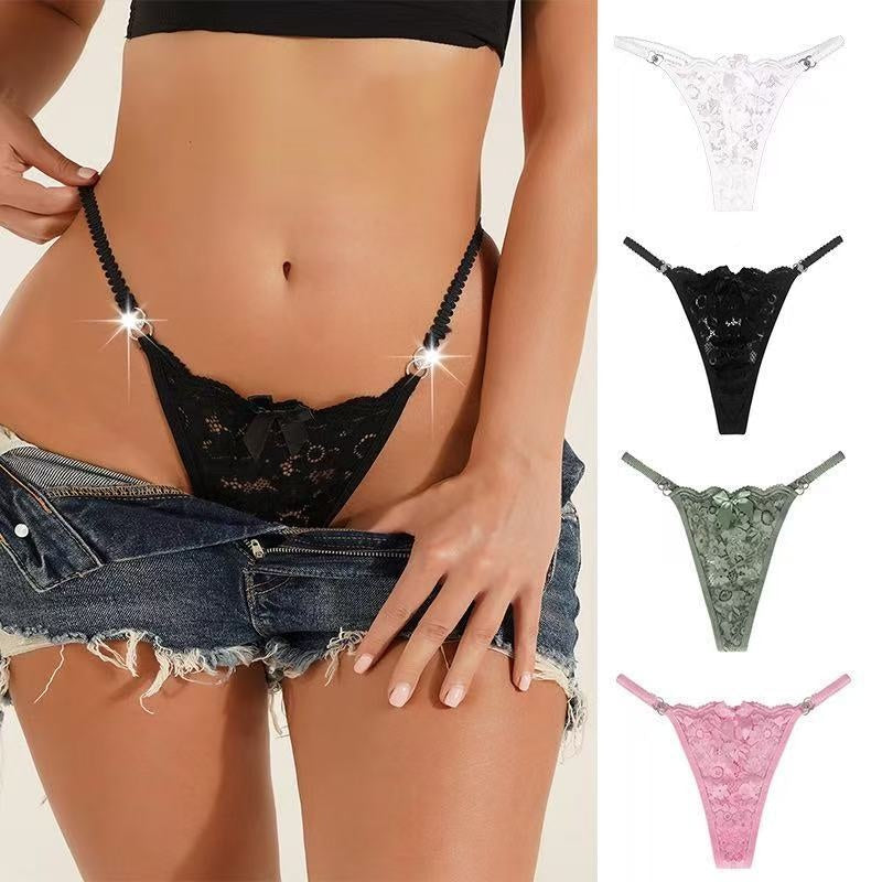 Rhinestone Lace Thong