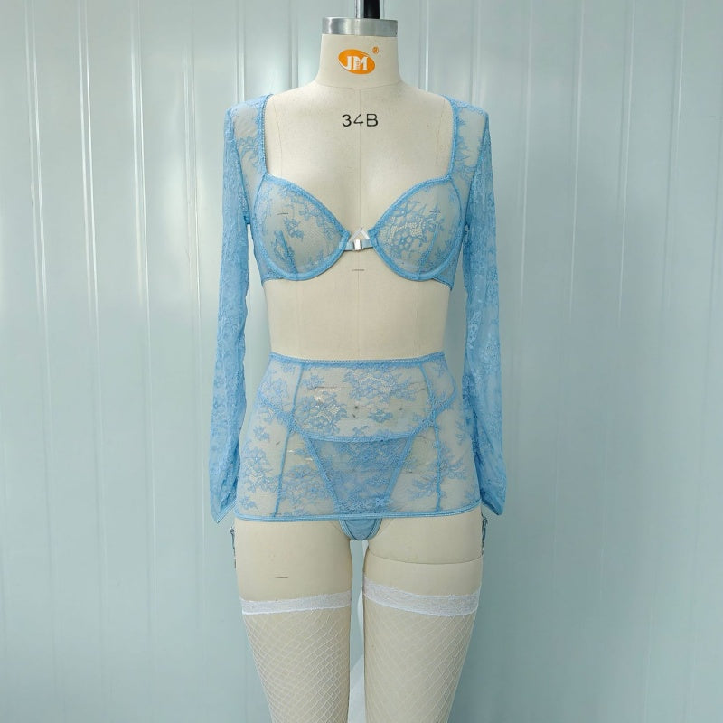 Seductive Lace Long Sleeve Lingerie
