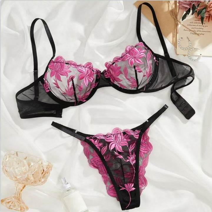 Floral Embroidered Sheer Lingerie