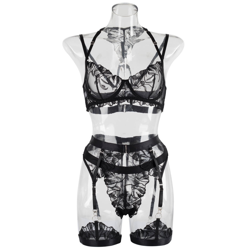 Seductive Floral Lace Garter Lingerie