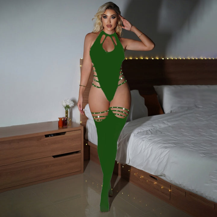 Keyhole Rhinestone Cutout Bodysuit