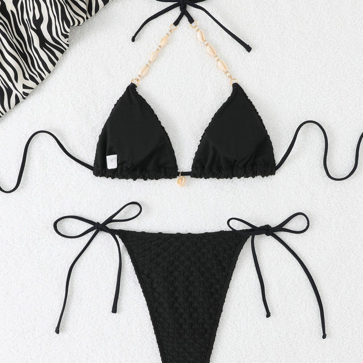 Textured Triangle Bikini Set