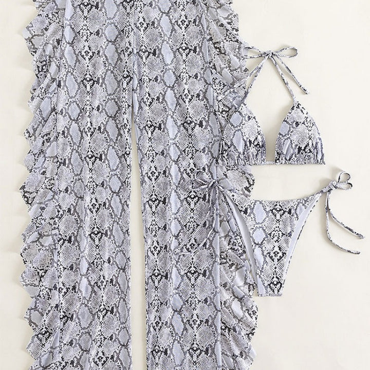 Snakeskin Print Sheer Pants Set