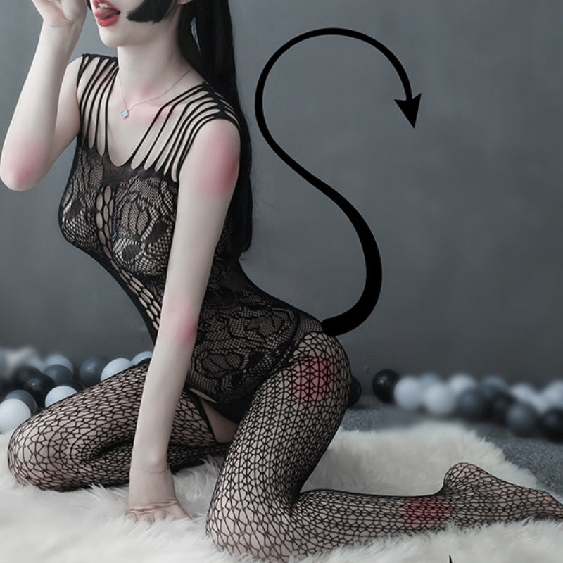 Sexy Floral Lace Fishnet Bodysuit