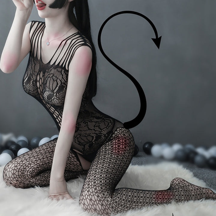 Sexy Floral Lace Fishnet Bodysuit