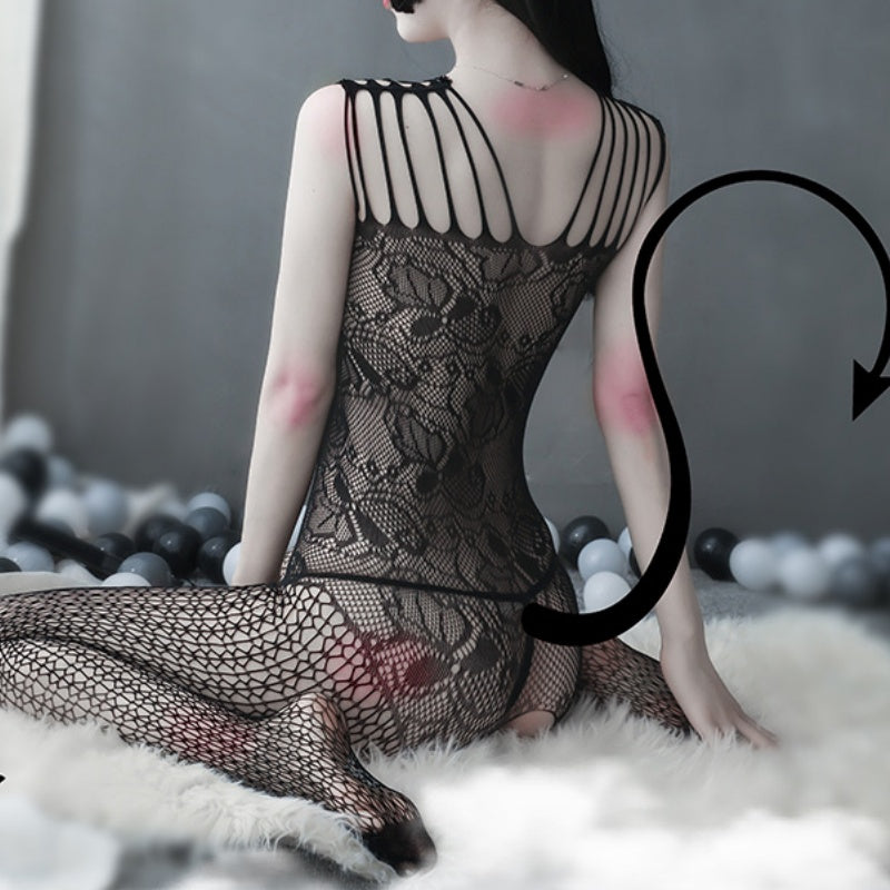Sexy Floral Lace Fishnet Bodysuit