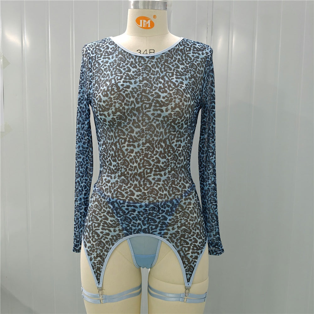 Sheer Leopard Long Sleeve Bodysuit
