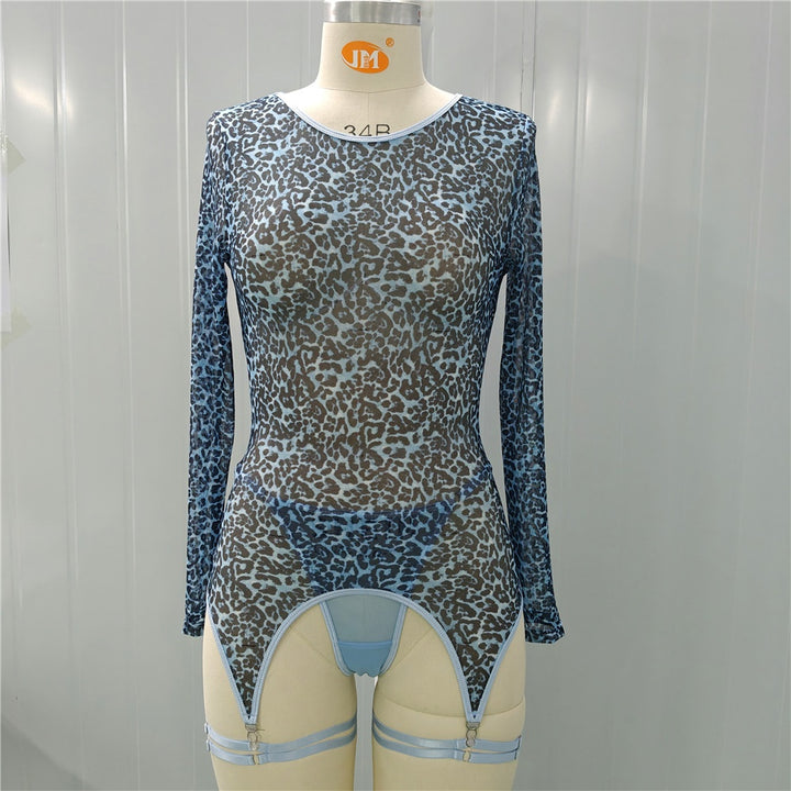 Sheer Leopard Long Sleeve Bodysuit