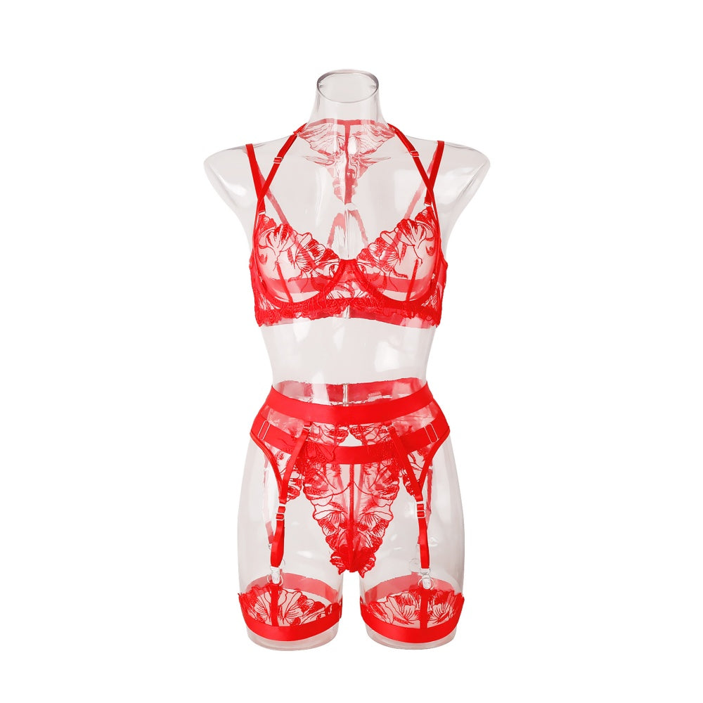 Seductive Floral Lace Garter Lingerie