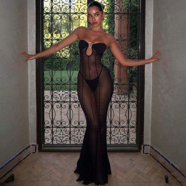 Sheer Mesh Maxi Lingerie Dress