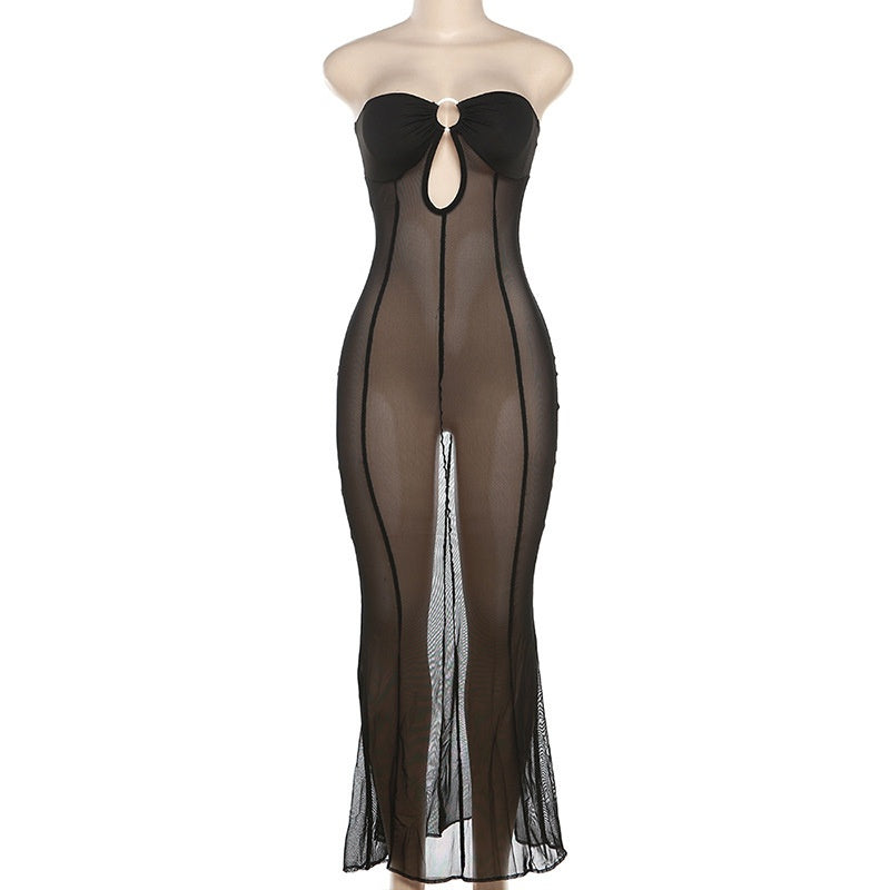 Sheer Mesh Maxi Lingerie Dress