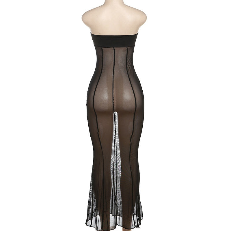 Sheer Mesh Maxi Lingerie Dress