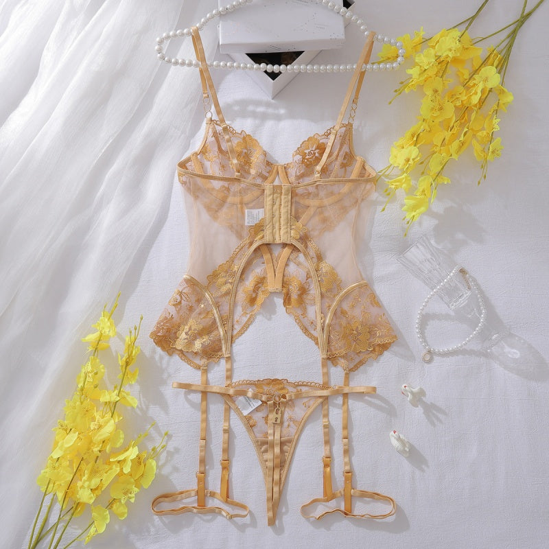 Floral Lace Gold Accent Bodysuit