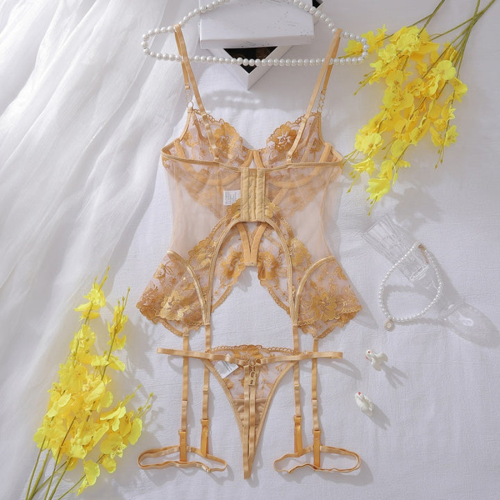 Floral Lace Gold Accent Bodysuit