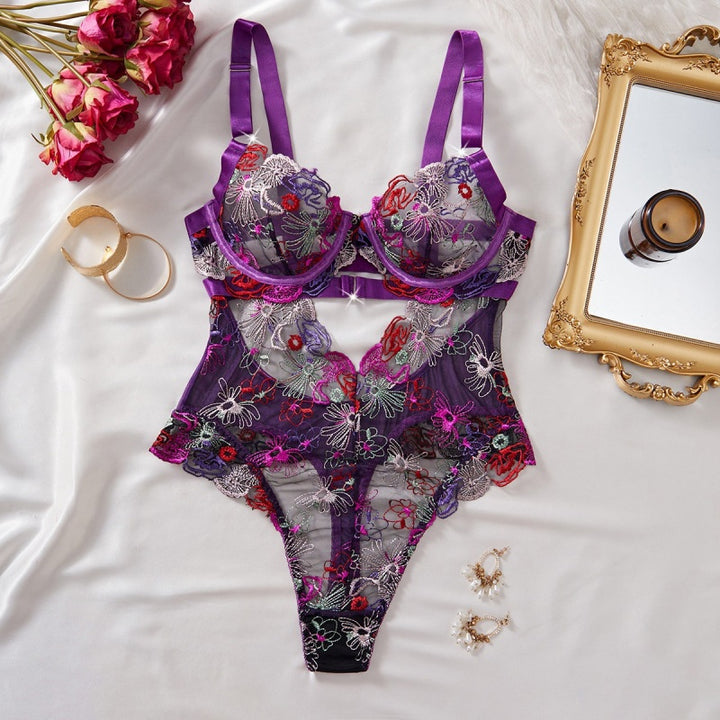Vibrant Floral Embroidered Bodysuit
