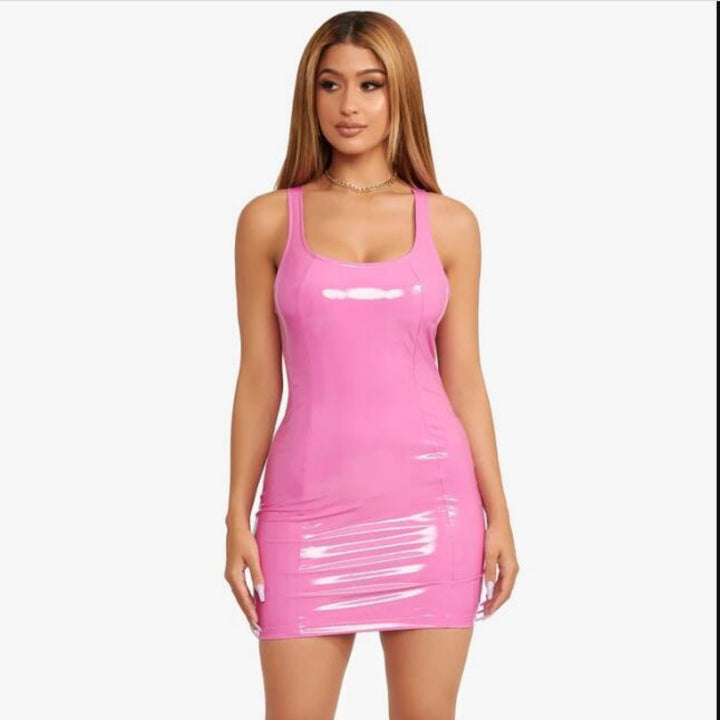 Glossy Bodycon Mini Dress