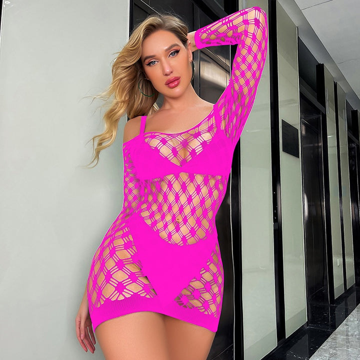 Sexy Off-Shoulder Fishnet Dress