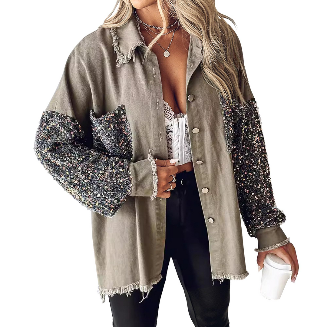 Denim fringe shirt