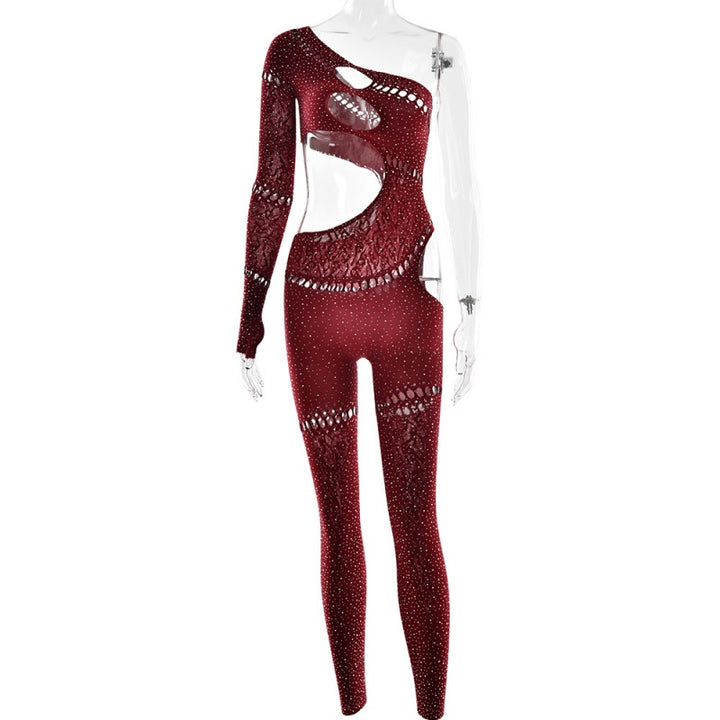 Sparkle One-Shoulder Cutout Jumpsuit