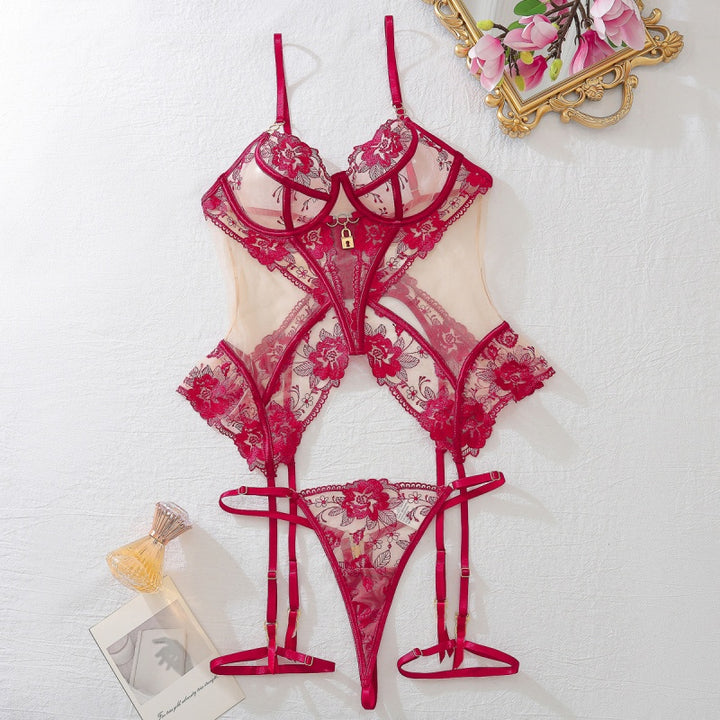 Floral Lace Gold Accent Bodysuit