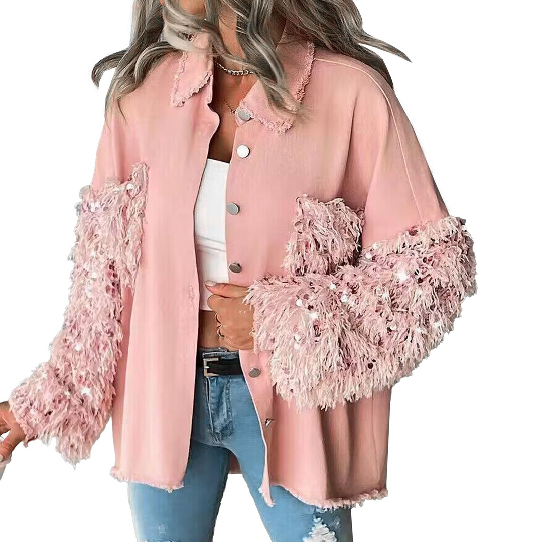 Denim fringe shirt