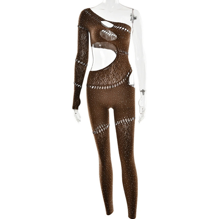 Sparkle One-Shoulder Cutout Jumpsuit