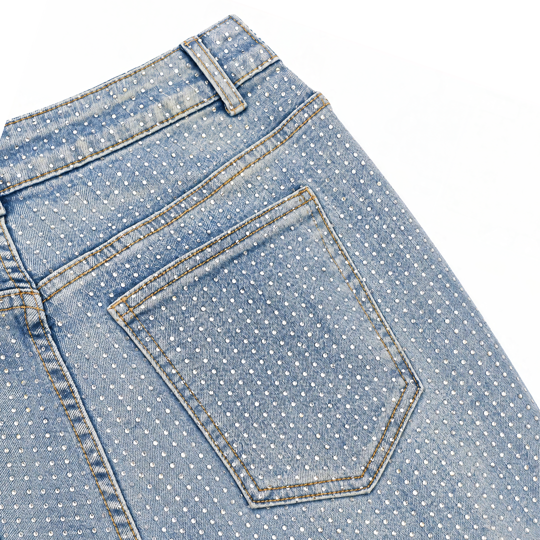 Crisscross-waistband jeans