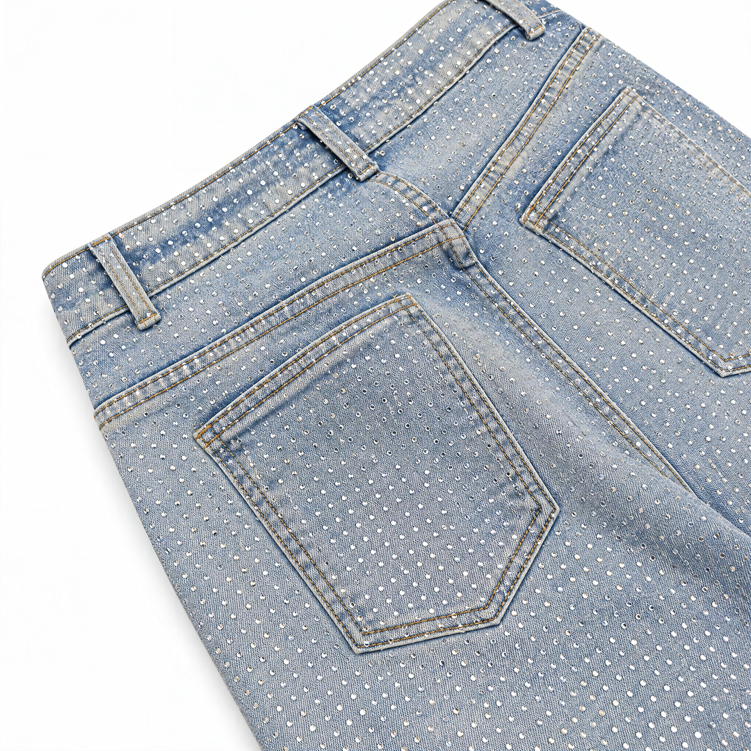 Crisscross-waistband jeans