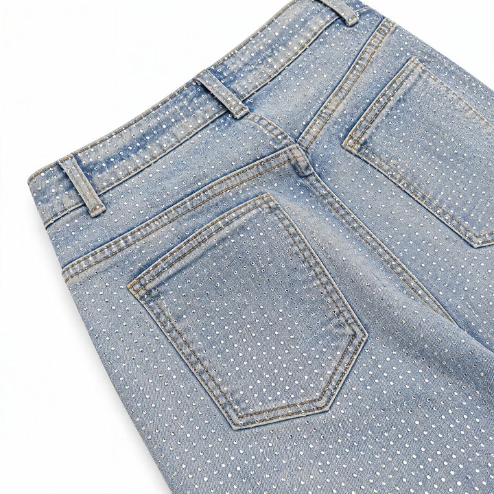 Crisscross-waistband jeans